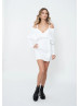 Draped Long Sleeves White Jersey Fantastic Short Party Dress